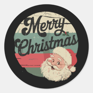 Klassieke Kerstman Vrolijk Kerst Gezicht Oude Ronde Sticker