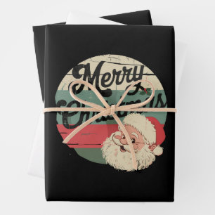 Klassieke Kerstman Vrolijk Kerstmis Gezicht Oud Inpakpapier Vel