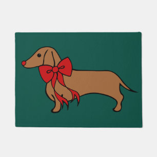 Klassieke Kerstminiatuur Dackel Puppy Deurmat