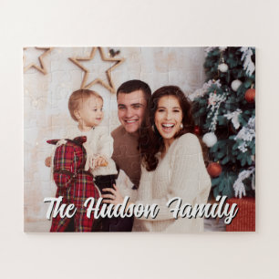 Klassieke Kerstmis Familie Foto Naam Legpuzzel