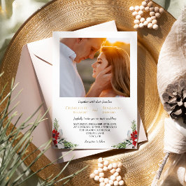 Klassieke Kerstmis Formele Minimale Foto Bruiloft Kaart