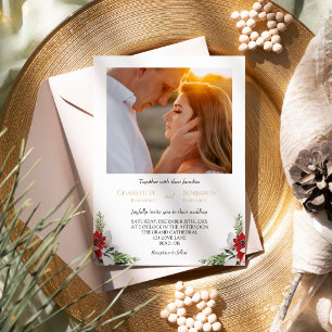 Klassieke Kerstmis Formele Minimale Foto Bruiloft Kaart