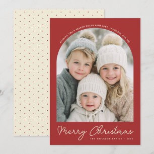 Klassieke Kerstmis-foto met boog-ontwerp kerstkaar Feestdagenkaart