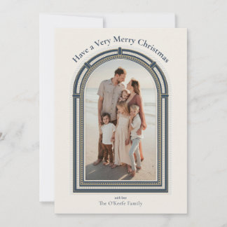 Klassieke Kerstmis Gebogen Vakantiefoto Feestdagenkaart