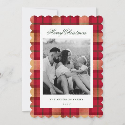 Klassieke Kerstmis gespeeld tweezijdige familiefot Feestdagenkaart (Voorkant)