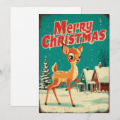 Klassieke Kerstmis Herten Kunst Feestdagenkaart (Voorkant / Achterkant)