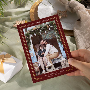 Klassieke Kerstmis Vakantie Foto Kaart