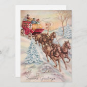 Klassieke Kerstmis Winter Postkoets Feestdagenkaart (Voorkant / Achterkant)