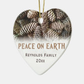 Klassieke kerstpine-kloon vrede op aarde keramisch ornament (Links)