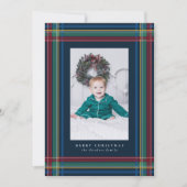 Klassieke kerstplaid foto feestdagenkaart (Voorkant)