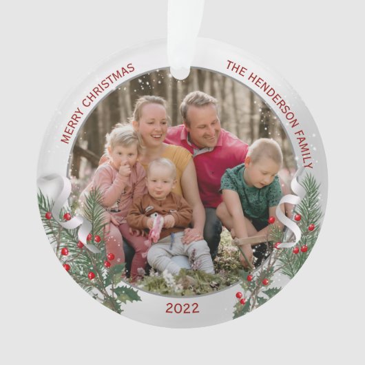 Klassieke kerstPlanten Silver Lijst Foto Ornament (voorkant)