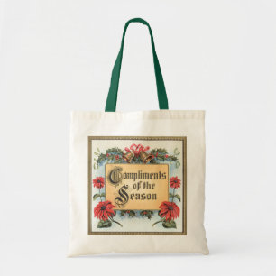 Klassieke kerstpoinsettia's in een sierlijke lijst tote bag