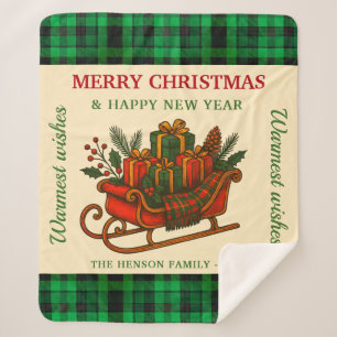 Klassieke Kerstslee met Geschenken en Schotlandse Sherpa Deken