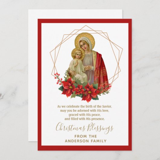 Klassieke kerststal met Maria en Jezus Feestdagenkaart (Voorkant / Achterkant)