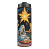 Klassieke kerststal met ster thermosbeker (Voorkant)