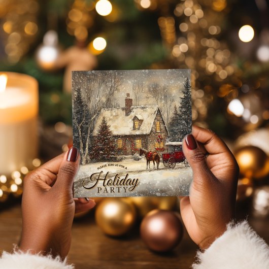 Klassieke Kersttijd Paard en Koets Thuisfeest Kaart