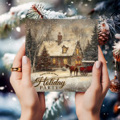 Klassieke Kersttijd Paard en Koets Thuisfeest Kaart