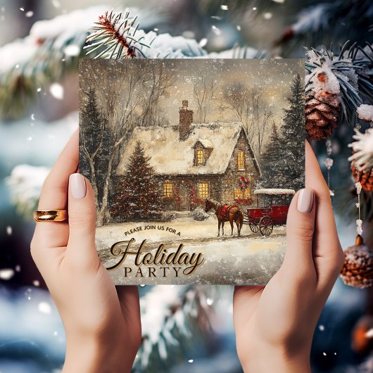 Klassieke Kersttijd Paard en Koets Thuisfeest Kaart