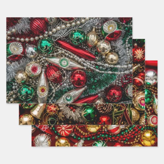 Klassieke kerstversiering inpakpapier vel (Set)