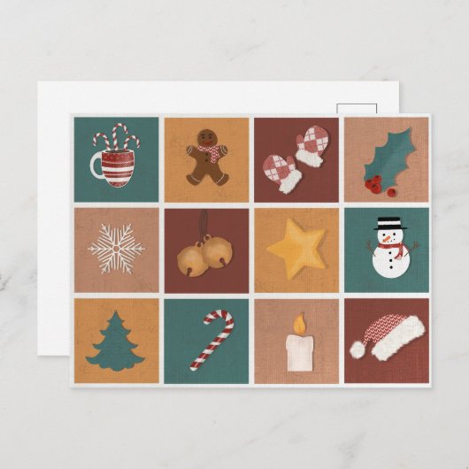 Klassieke kerstversieringen feestdagenkaart (Voorkant / Achterkant)