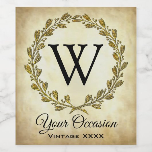 Klassieke kijk Monogram elke Occasie Wijn Etiket (Enkel label)