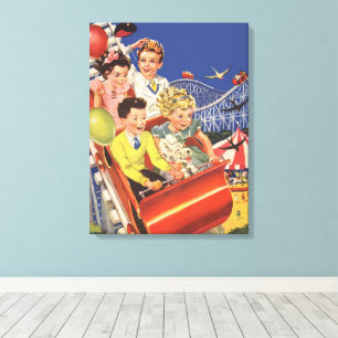 Klassieke Kinderballonnen Hond Roller Coaster Rit Canvas Afdruk