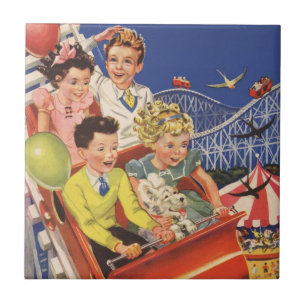 Klassieke Kinderballonnen Hond Roller Coaster Rit Tegeltje