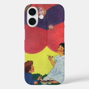 Klassieke kinderen die bellen blazen onder een par iPhone 16 hoesje