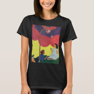 Klassieke kinderen die bellen blazen onder een par t-shirt