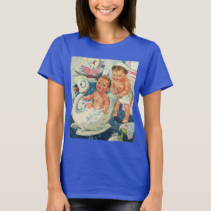 Klassieke kinderen die bubbels blazen in een zwaan t-shirt