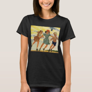 Klassieke kinderen, jongens en meisjes plezier op t-shirt