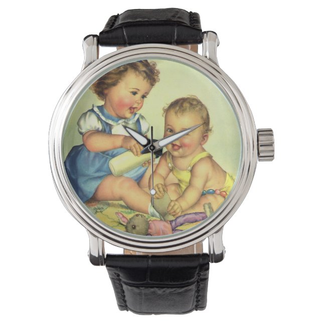 Klassieke Kinderen, Lieve Gelukkige Peuters Glimla Horloge (Voorkant)