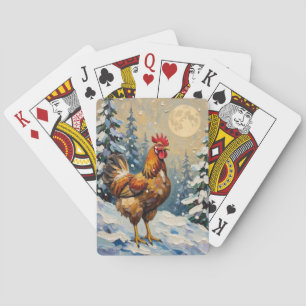 Klassieke Kip in Besneeuwd Kerst Wonderland Pokerkaarten