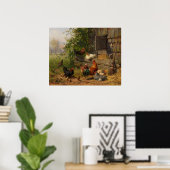 Klassieke kippen en haan landelijke wanddecoratie poster (Thuiskantoor)