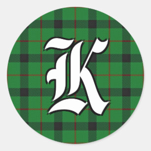 Klassieke Klan Kincaid Tartan Monogram Ronde Sticker