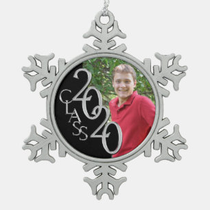 Klassieke Klasse van 2020 Afstuderen Foto Tin Sneeuwvlok Ornament