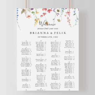 Klassieke kleurige Floral-alfabetische zeegrafiek Poster
