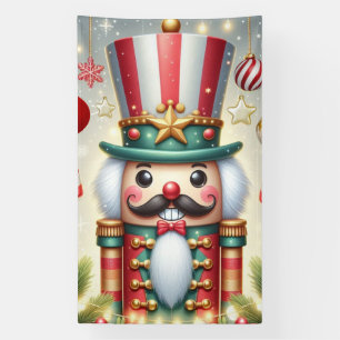 Klassieke, kleurrijke, grillige kerst notenkraker spandoek