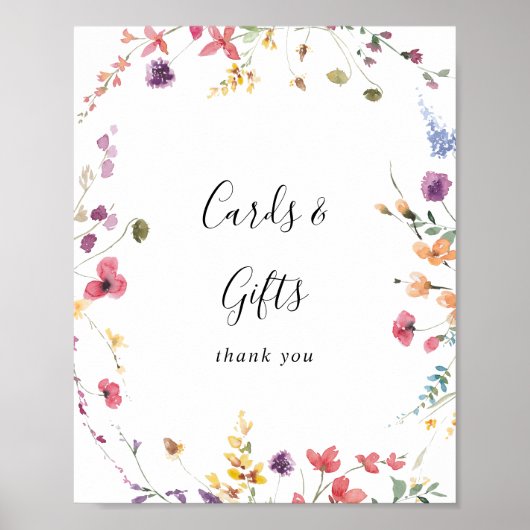 Klassieke Kleurrijke Wilde Bloemkaarten en Cadeaus Poster (Voorkant)