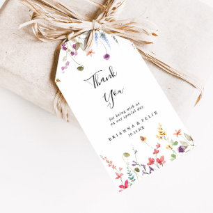 Klassieke kleurrijke wilde flora bruiloft Dank je Cadeaulabel