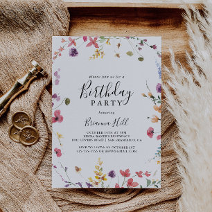 Klassieke kleurrijke Wilde Floral Birthday Party Kaart