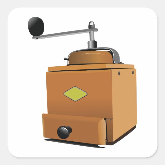 Klassieke koffiebrinder vierkante sticker (Voorkant)