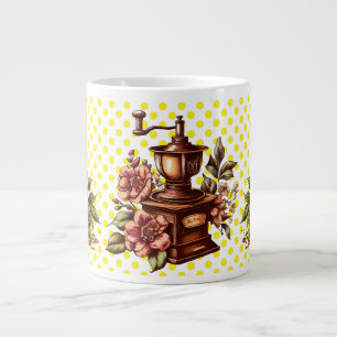 Klassieke koffiemolens gele stippen extra grote beker