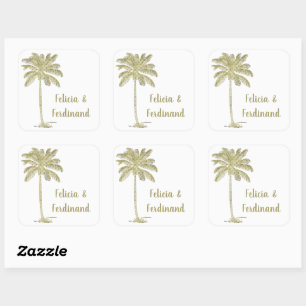 Klassieke Kokospalm Boom Vierkante Sticker