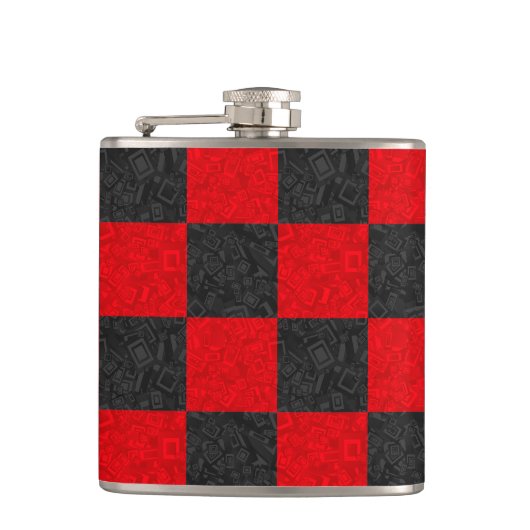 Klassieke kolf voor zwart-wit en rood toetsenbord heupfles (Voorkant)