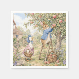 Klassieke konijn eend die appels plukt servet