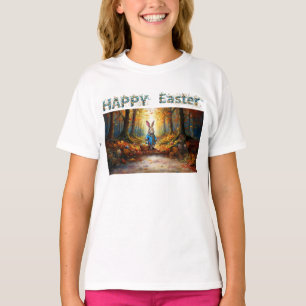 Klassieke konijn Paashaas met Paasmandje T-shirt