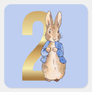 Klassieke Konijn Tweede Verjaardag Vierkante Sticker