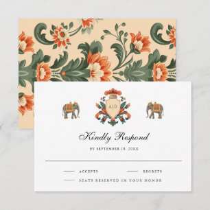 Klassieke Koninklijke Olifant Indiase Hindoe Trouw RSVP Kaartje