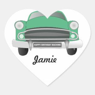 Klassieke kooi met zoete groene retro hart sticker